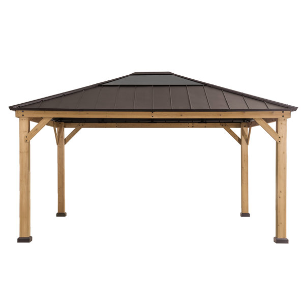 Sunjoy 12 Ft. X 14 Ft. Cedar Framed Gazebo With Black Steel And